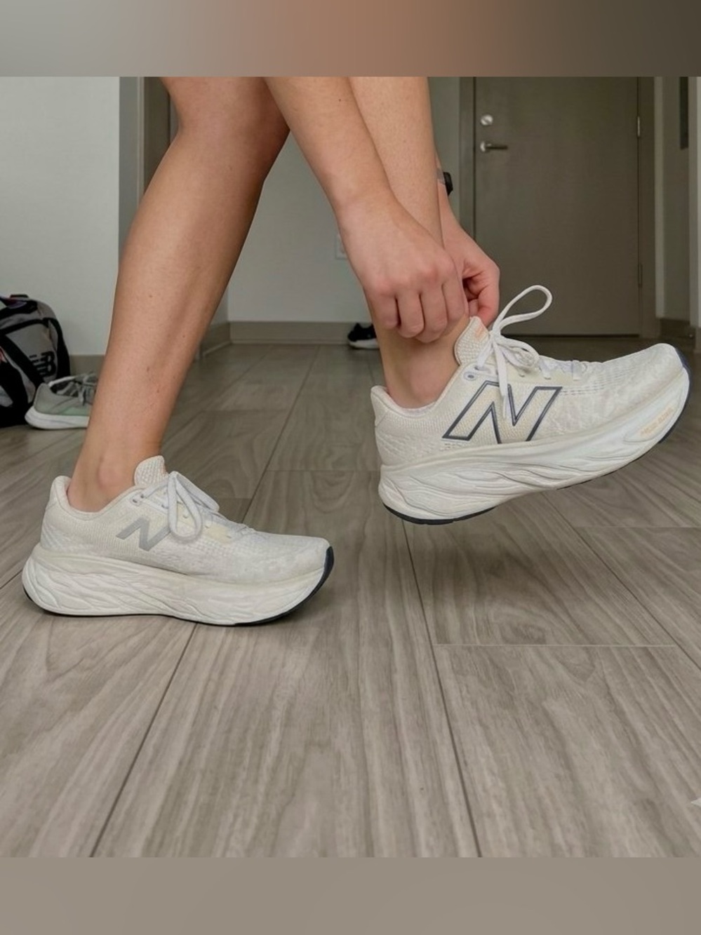 New Balance Women's Athletic Shoes - White with Navy Logo